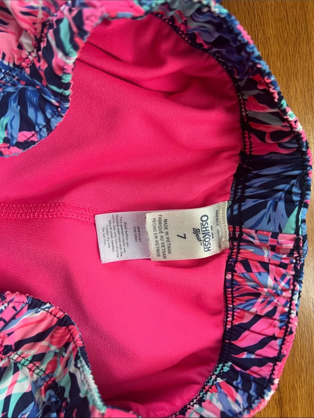 2-pack girls size small athletic shorts. 1. DSG blue pattern, 2. Oshkosh pink